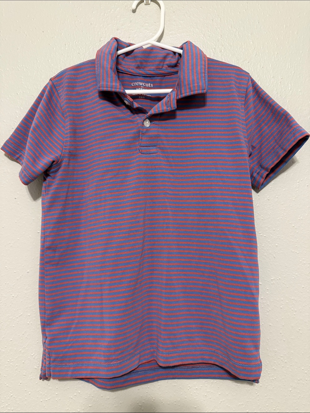Crewcuts Boys Blue and Coral Stripe Polo